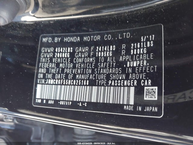 JHMCR6F55HC025168 Honda lfa1