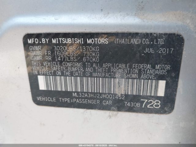 2018 MITSUBISHI MIRAGE ML32A3HJ2JH001452 Photo 8