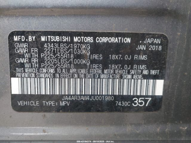 2018 MITSUBISHI OUTLANDER SPORT JA4AR3AW4JU001980 Photo 8