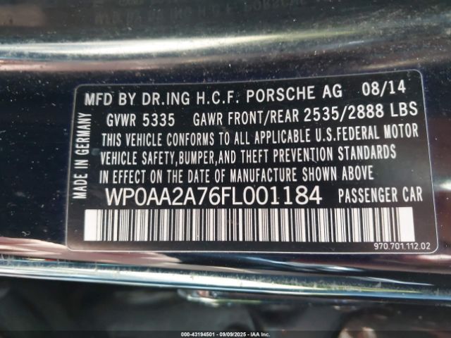 2015 PORSCHE PANAMERA WP0AA2A76FL001184 Photo 8