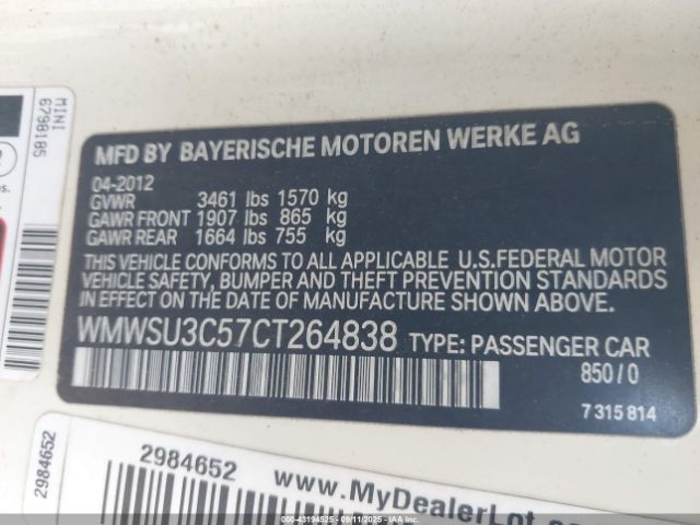 2012 MINI COOPER WMWSU3C57CT264838 Photo 8