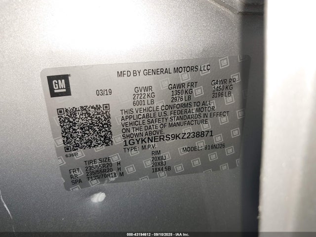 2019 CADILLAC XT5 1GYKNERS9KZ238871 Photo 8