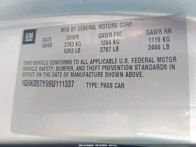 2009 CADILLAC DTS 1G6KD57Y99U111337 Photo 8
