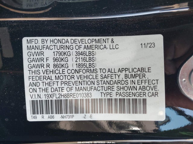 19XFL2H88RE010383 Honda k20c2