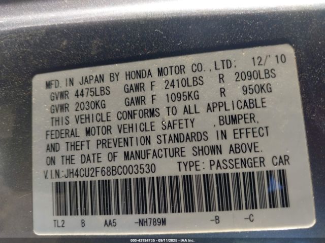 2011 ACURA TSX JH4CU2F68BC003530 Photo 8