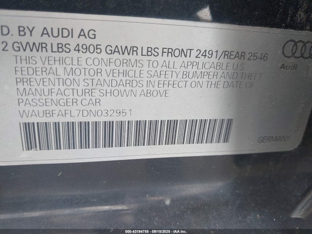 2013 AUDI A4 WAUBFAFL7DN032951 Photo 8