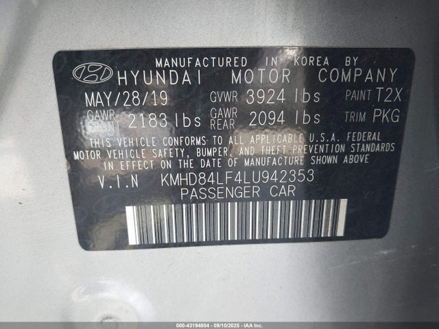 Hyundai Elantra 2020 KMHD84LF4LU942353 Image 23