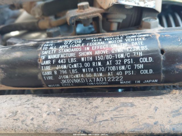 2007 KAWASAKI VN1600 JKBVNKD1X7A012222 Photo 9