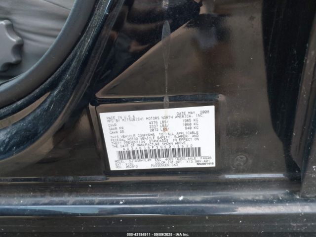 2009 MITSUBISHI GALANT 4A3AB36F39E018632 Photo 8