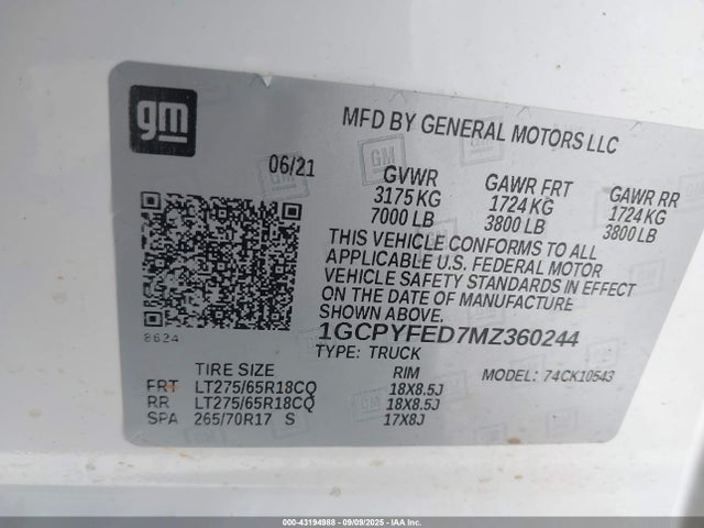 Chevrolet l84 2021 1GCPYFED7MZ360244 Image 9
