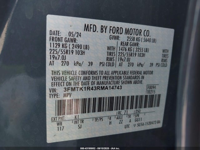 3FMTK1R43RMA14743 Ford 2024