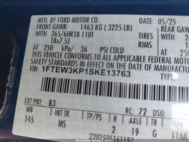 1FTEW3KP1SKE13763 Ford 4v