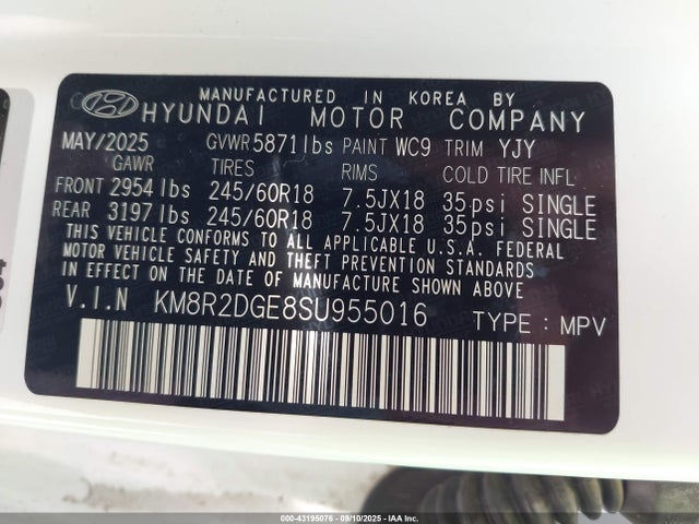 Hyundai gdi lambda ii 2025 KM8R2DGE8SU955016 Image 9
