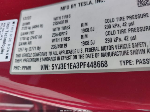 2023 TESLA MODEL 3 5YJ3E1EA3PF448668 Photo 8