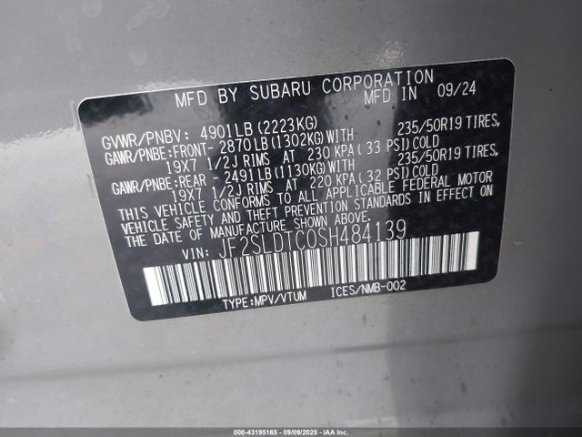 JF2SLDTC0SH484139 Subaru na