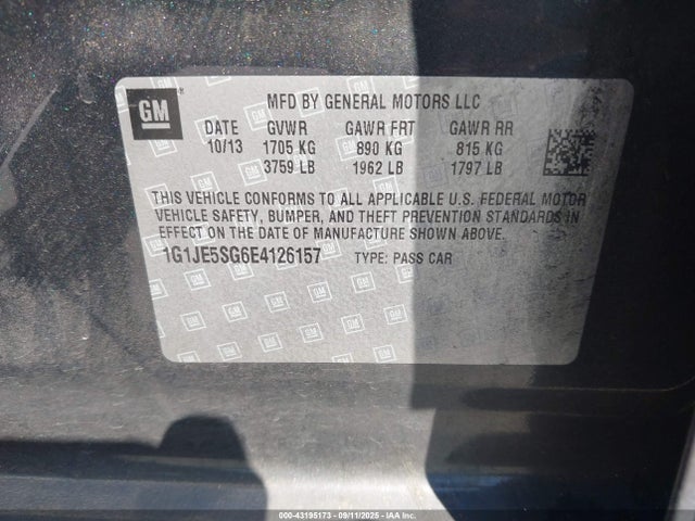 1G1JE5SG6E4126157 Chevrolet lwe