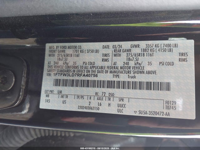 Ford 2024 2024 1FTFW3LD7RFA40756 Image 9