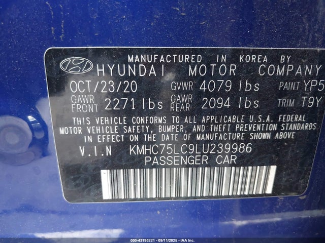 Hyundai gdi kappa 2020 KMHC75LC9LU239986 Image 9
