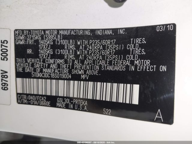 2011 TOYOTA SIENNA 5TDKK3DC1BS019004 Photo 8