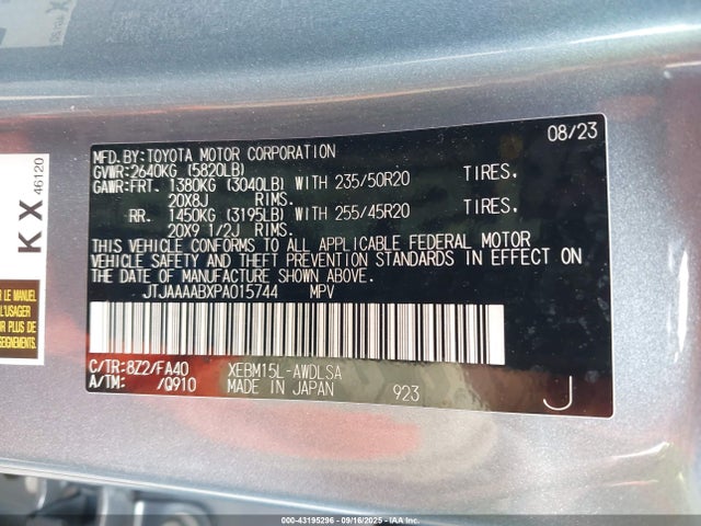 JTJAAAABXPA015744 Lexus Rz