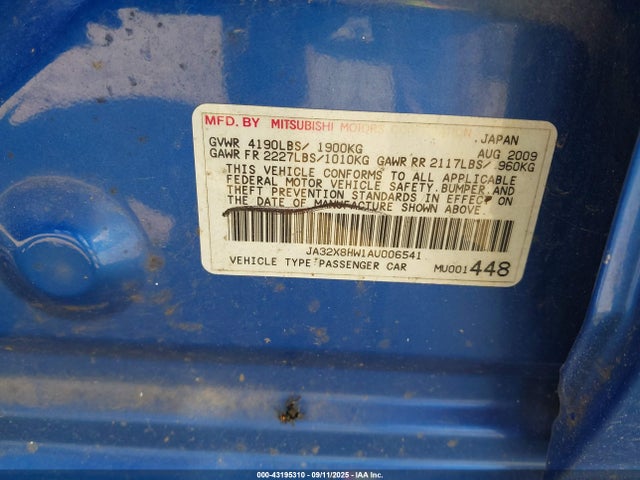 2010 MITSUBISHI LANCER SPORTBACK JA32X8HW1AU006541 Photo 8