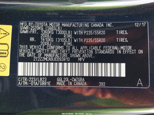 2T2ZZMCA9JC093810 Lexus 2gr-fks