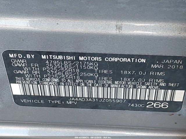 2018 MITSUBISHI OUTLANDER JA4AD3A31JZ055907 Photo 8