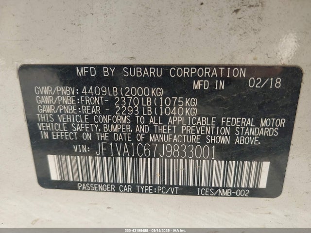 Subaru dib 2018 JF1VA1C67J9833001 Image 9