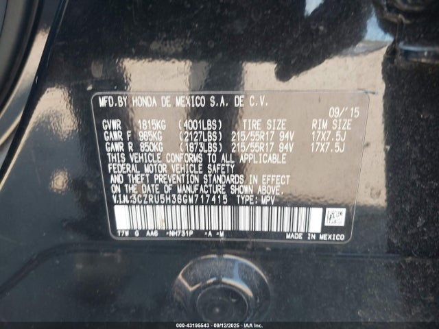 3CZRU5H36GM717415 Honda r18z9
