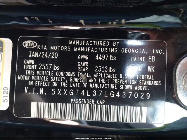 5XXGT4L37LG437029 KIA gdi