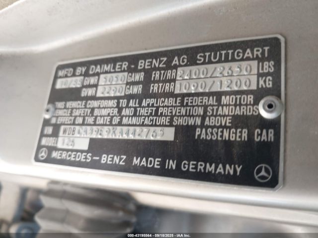 1989 MERCEDES-BENZ 560 WDBCA39E9KA442765 Photo 8