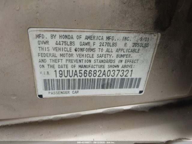 2002 ACURA TL 19UUA56682A037321 Photo 8