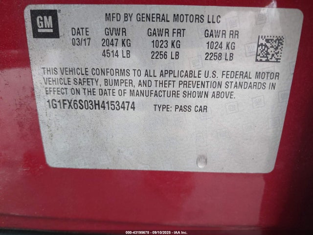 1G1FX6S03H4153474 Chevrolet 2017