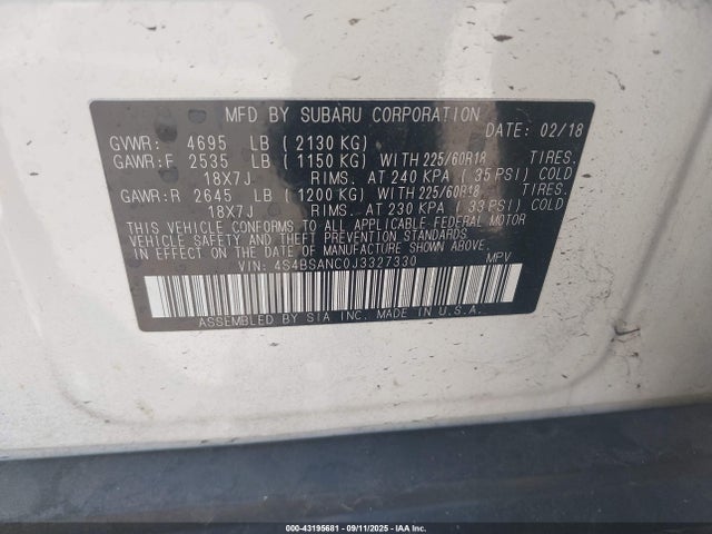 4S4BSANC0J3327330 Subaru u5