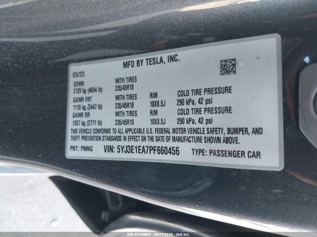 2023 TESLA MODEL 3 5YJ3E1EA7PF660456 Photo 8