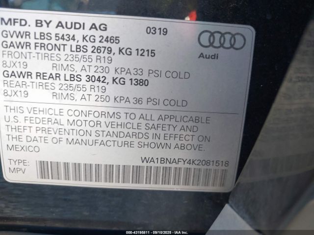 2019 AUDI Q5 WA1BNAFY4K2081518 Photo 8