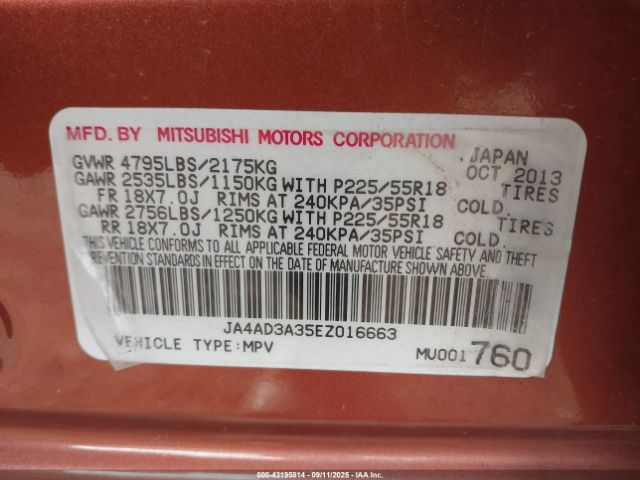 2014 MITSUBISHI OUTLANDER JA4AD3A35EZ016663 Photo 8