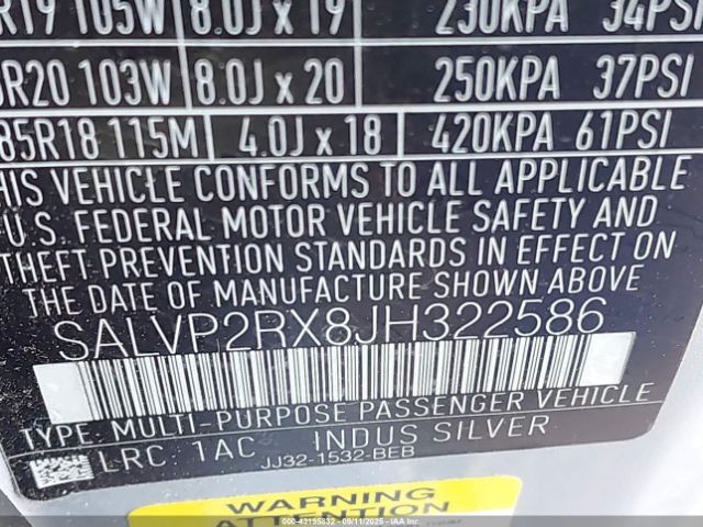 2018 LAND ROVER RANGE ROVER EVOQUE SALVP2RX8JH322586 Photo 8