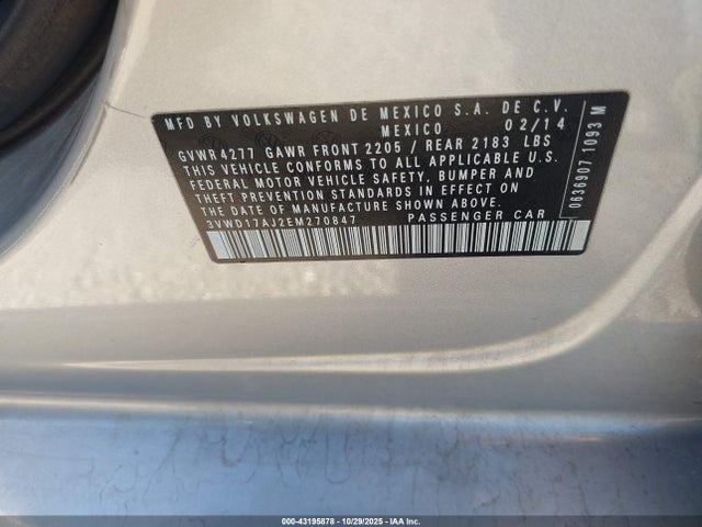 3VWD17AJ2EM270847 Volkswagen Jetta