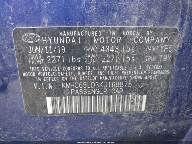 2019 HYUNDAI IONIQ PLUG-IN HYBRID KMHC65LD3KU168875 Photo 8