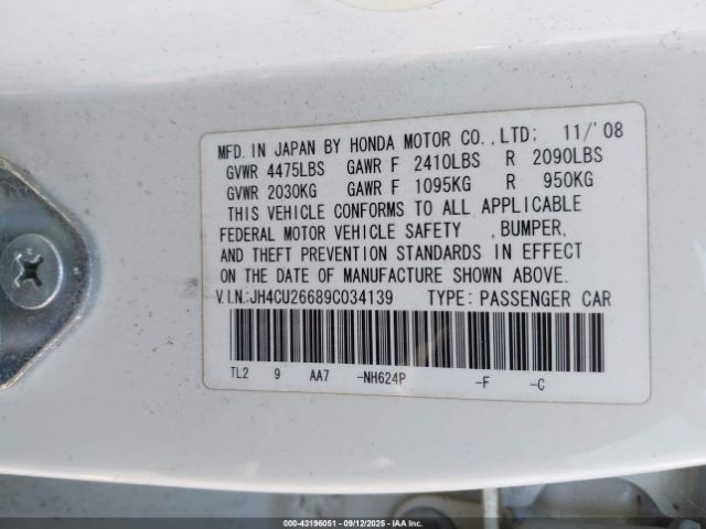 2009 ACURA TSX JH4CU26689C034139 Photo 8