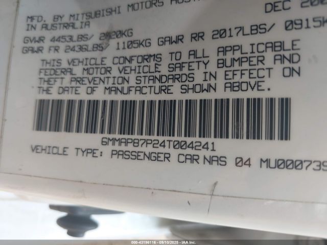 2004 MITSUBISHI DIAMANTE 6MMAP87P24T004241 Photo 8