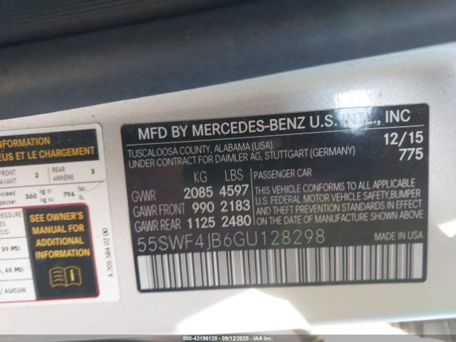 2016 MERCEDES-BENZ C 300 55SWF4JB6GU128298 Photo 8