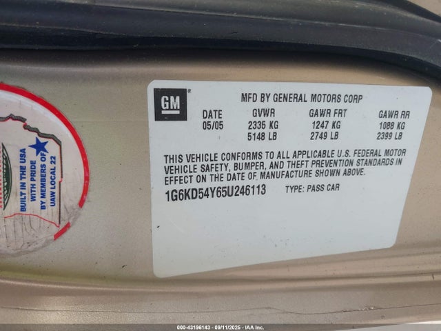 2005 CADILLAC DEVILLE 1G6KD54Y65U246113 Photo 8