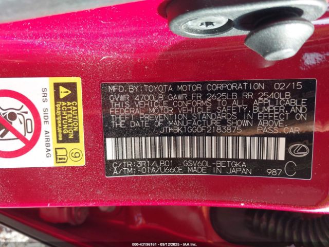 2015 LEXUS ES 350 JTHBK1GG0F2183875 Photo 8