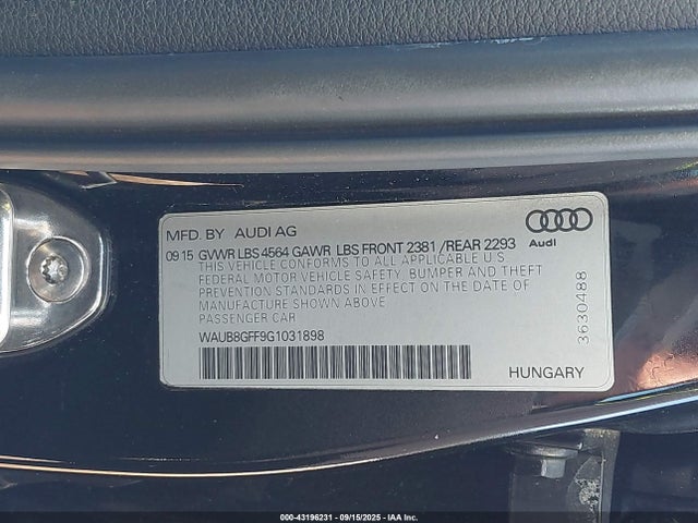 2016 AUDI A3 WAUB8GFF9G1031898 Photo 8