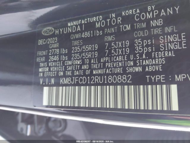 2024 HYUNDAI TUCSON HYBRID KM8JFCD12RU180882 Photo 8