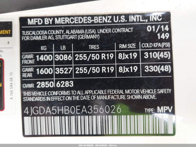 Mercedes-Benz Ml-Class 2014 4JGDA5HB0EA356026 Image 9