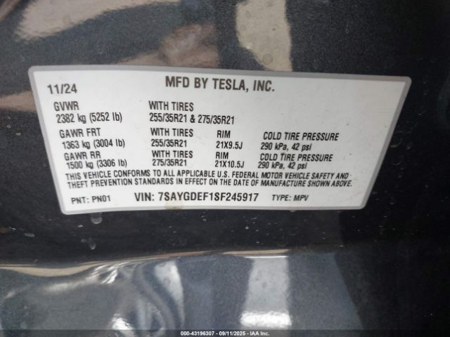 2025 TESLA MODEL Y 7SAYGDEF1SF245917 Photo 8