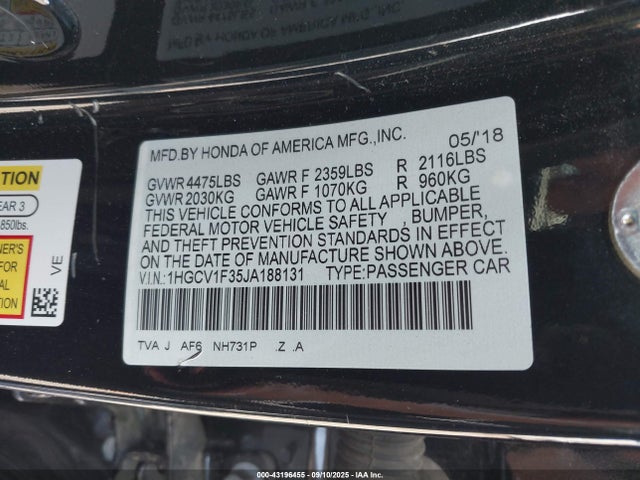 1HGCV1F35JA188131 Honda l15be